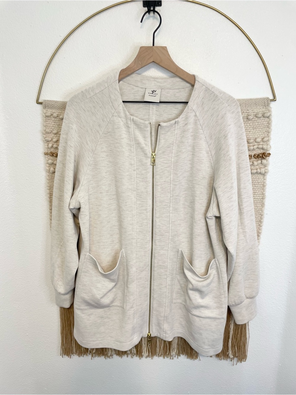 Varley Augusta DoubleSoft® Zip-Up Sweatshirt Heathered Cream S